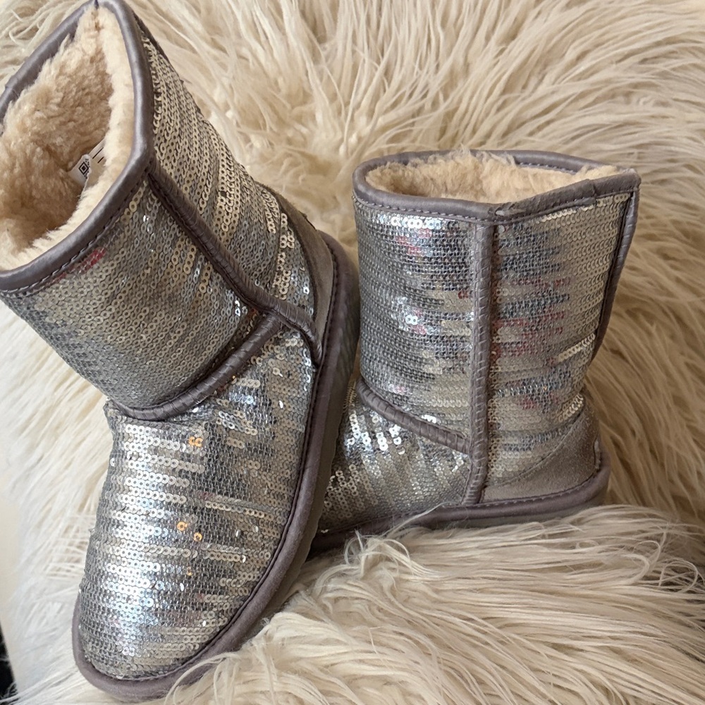 Silver Sequin Girls Ugg Boots